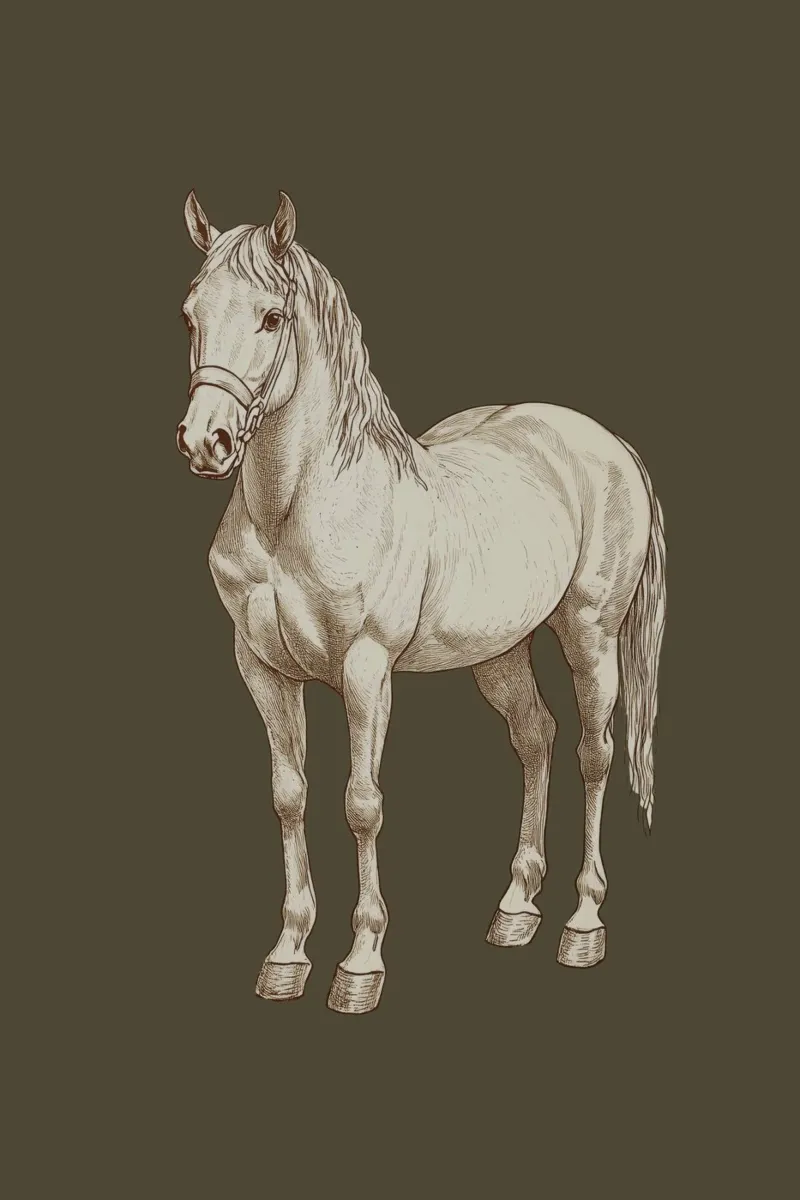 Illustrazione di cavallo d'epoca alluminio dibond da Melloi Art Print