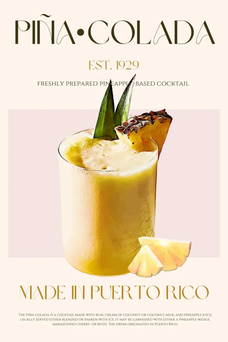 Pina Colada Cocktail Print carta hahnemühle da KOKRPrints