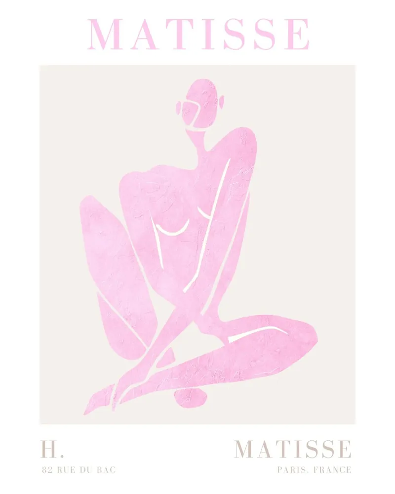 Henri Matisse Moderne Kunstdruk, Roze Muurkunst, Abstracte Kunst poster met aluminium frame van ArtHaus