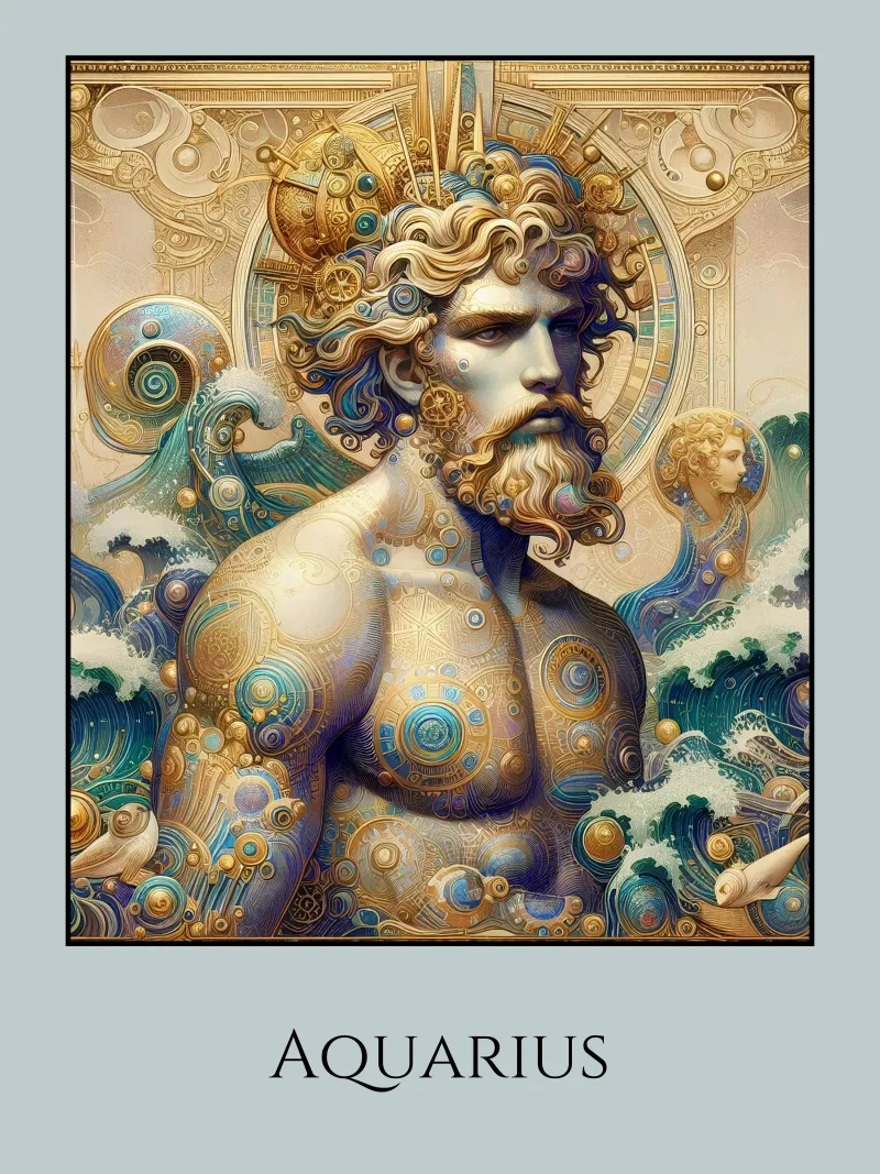 Sternzeichen Wassermann Poster von Art-Nouveau-Dsg