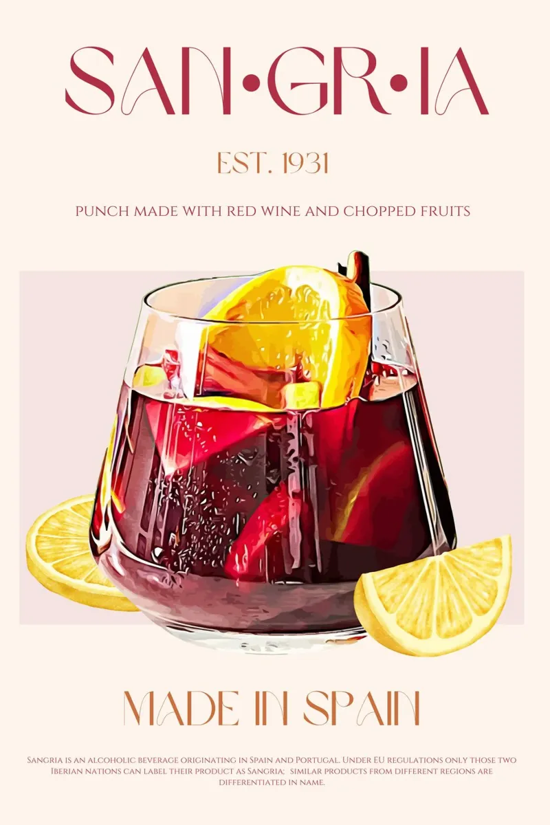 Sangria Cocktail Print poster con telaio in alluminio da KOKRPrints