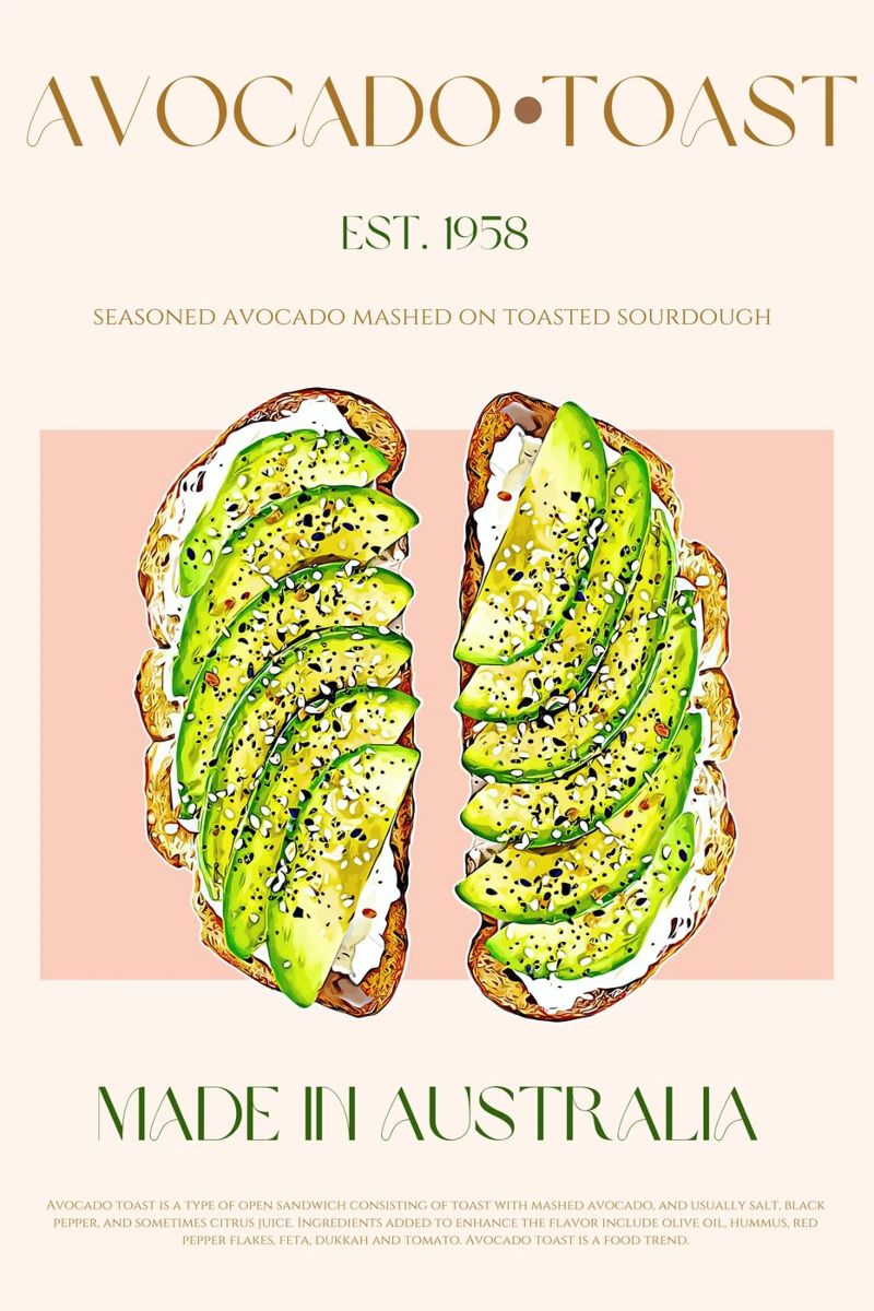Avocado-Toast drucken Leinwand von KOKRPrints