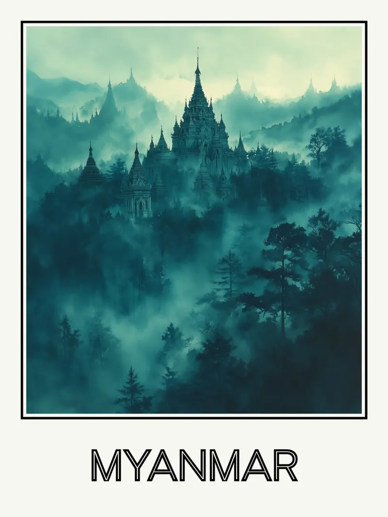 Myanmar tela con Cornice a cassetta da Frame the World