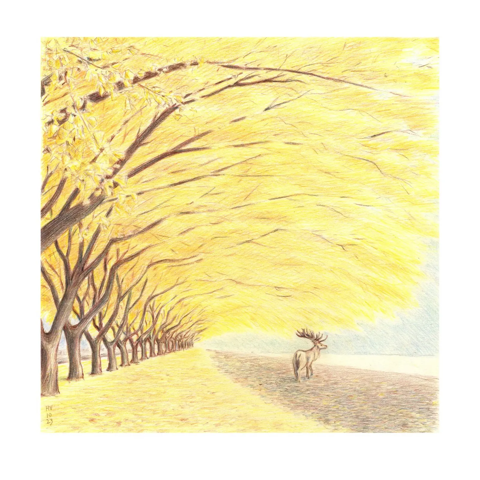 Autumn falls anyway poster con telaio in alluminio da Humphrey VIDAL