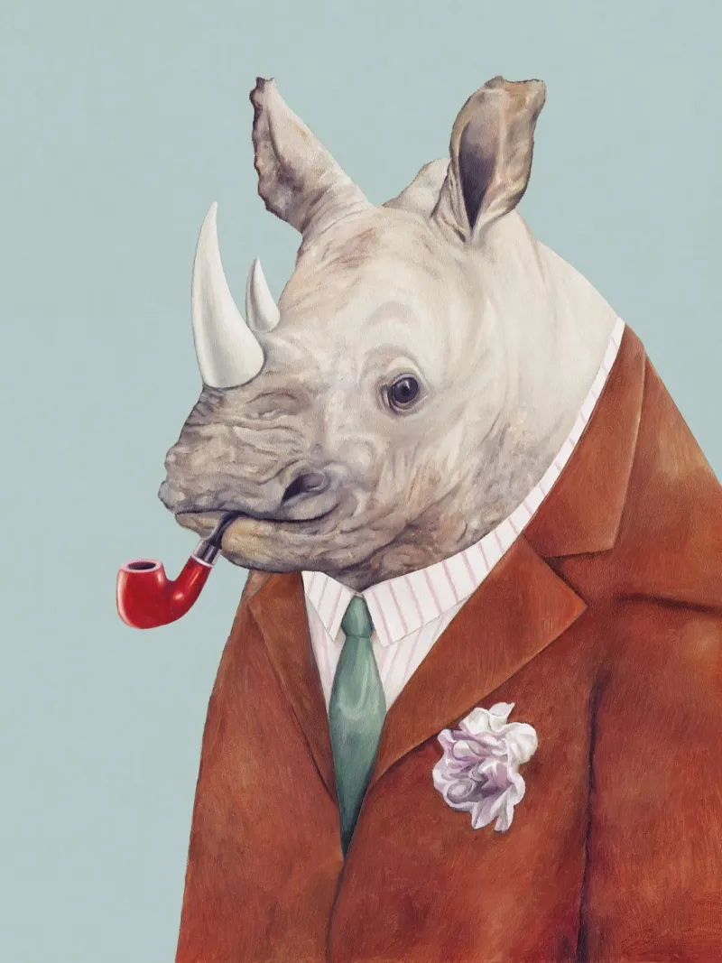 Rinoceronte dappertutto poster con telaio in legno da Animal Crew