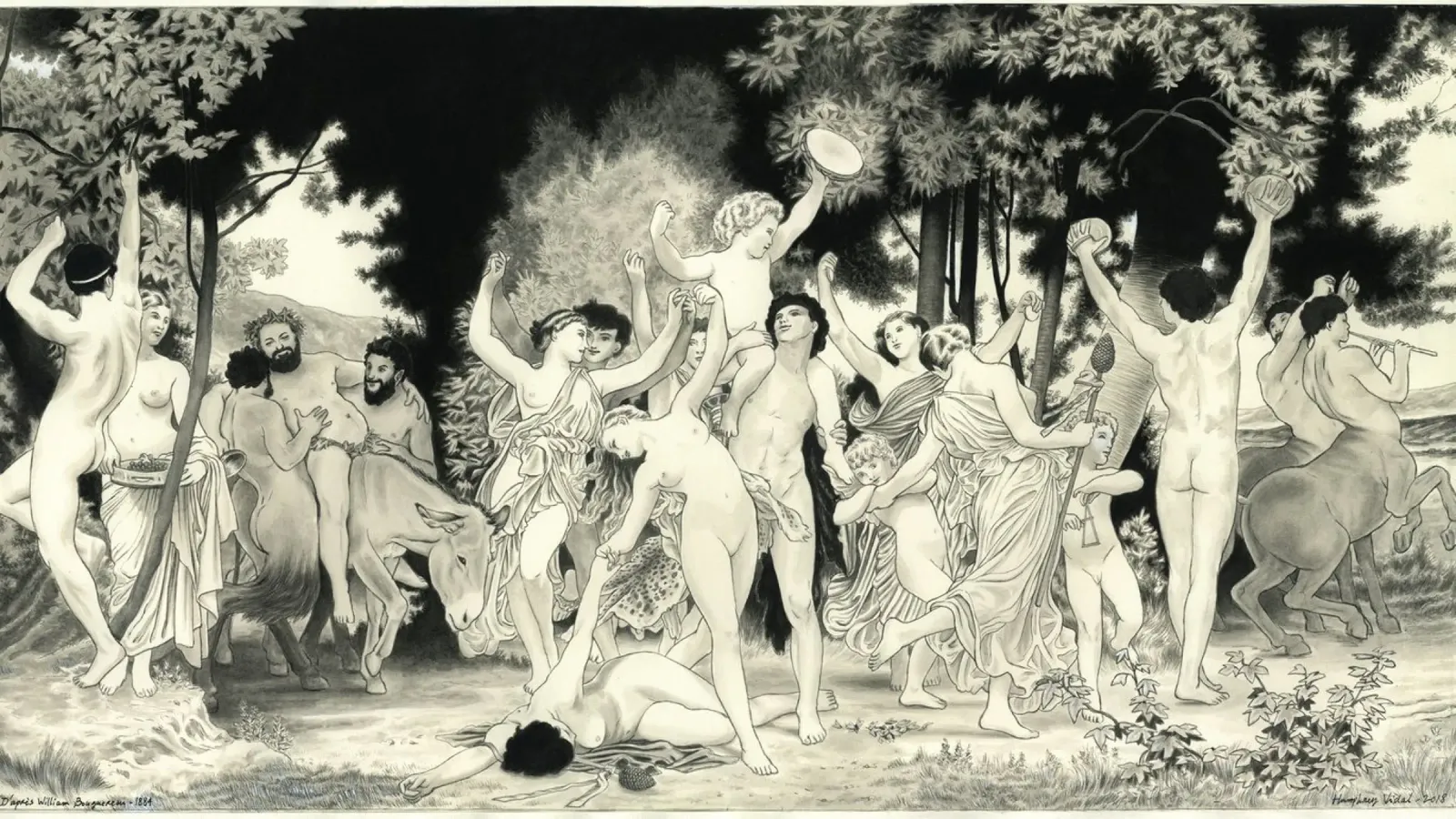 Les noces de Bacchus d'après Bouguereau pellicola backlit da Humphrey VIDAL