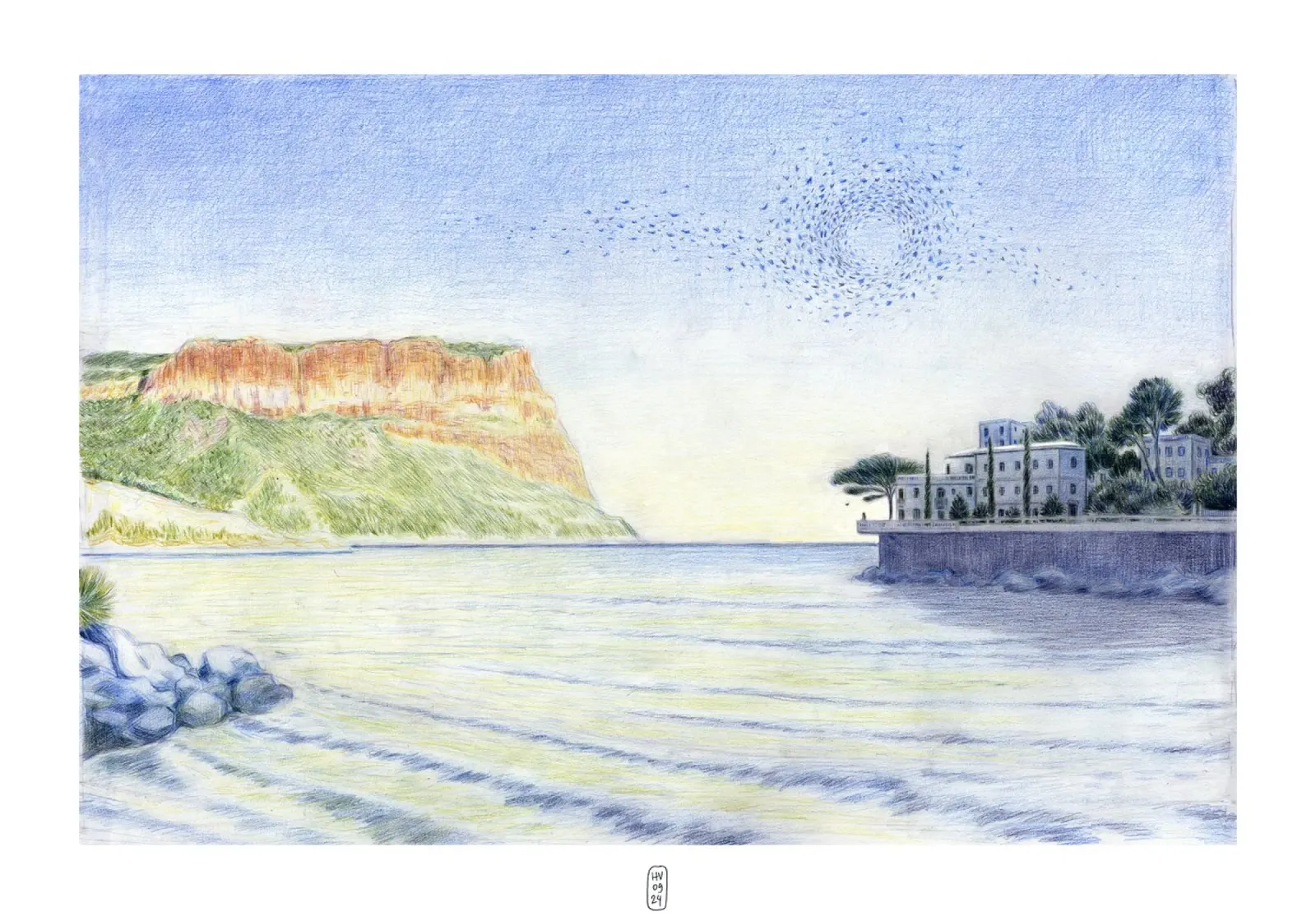 Cassis Dream poster con telaio in legno da Humphrey VIDAL