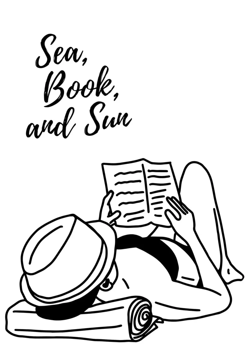 Sea, book and sun poster avec cadre en bois de Idées & Création