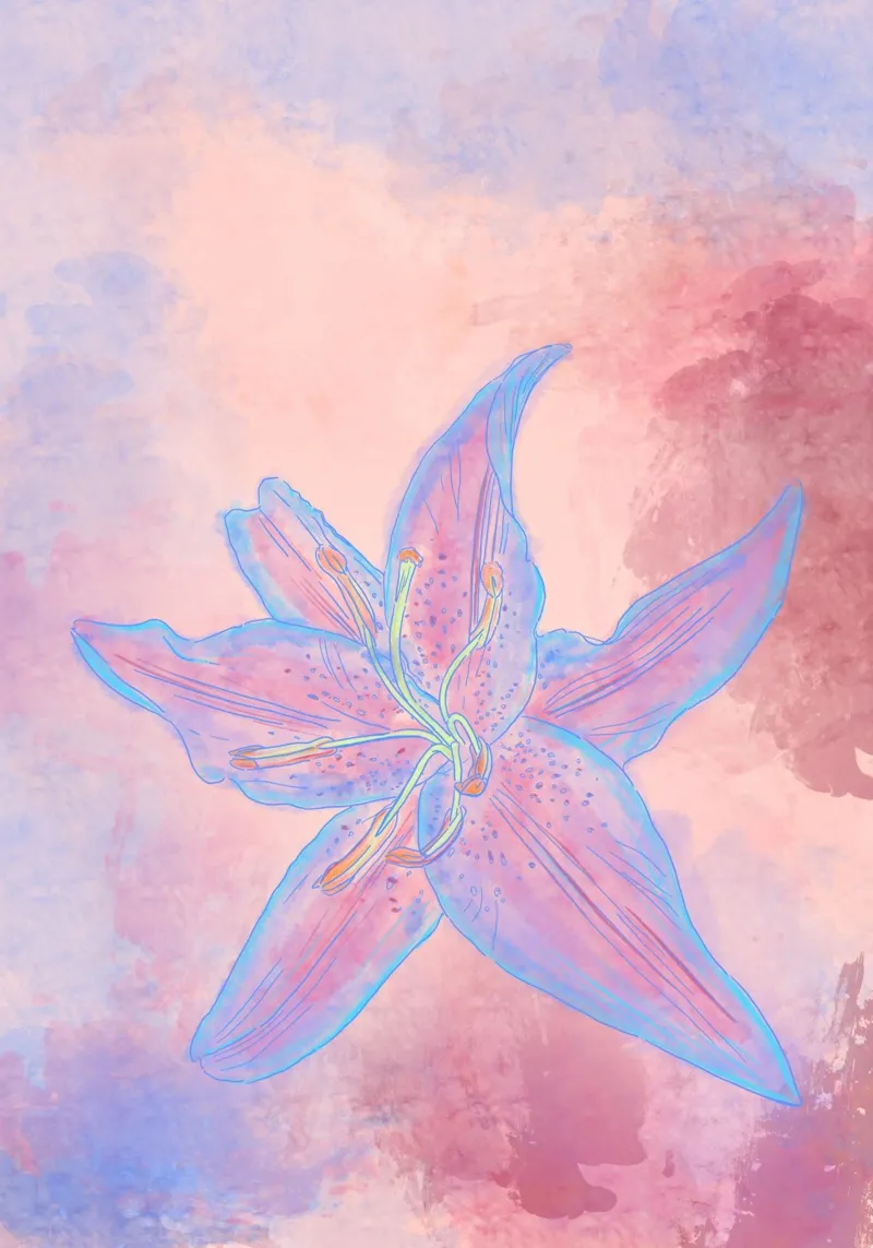 Hibiscus flower for a tropical vibes, colorful & psychedelic pellicola backlit da janine.aigner.work