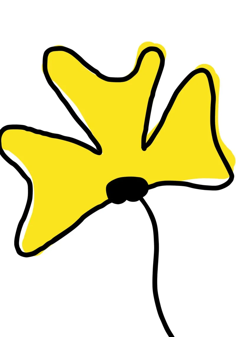 Fleur jaune poster avec cadre en aluminium de Idées & Création