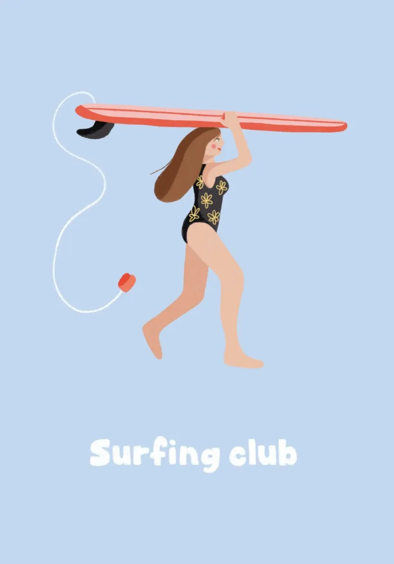 Surfing club alluminio dibond da Papergreyy