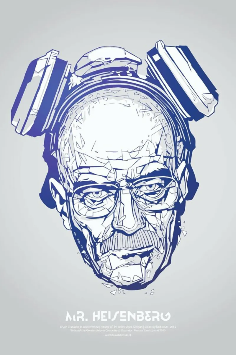 Mr Heisenberg poster con telaio in alluminio da Tomasz Zawistowski