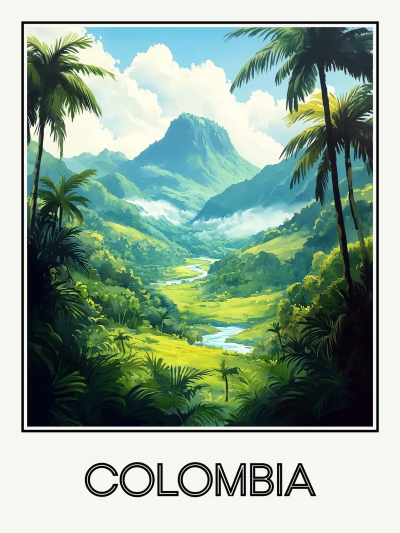 Colombie poster con telaio in alluminio da Frame the World