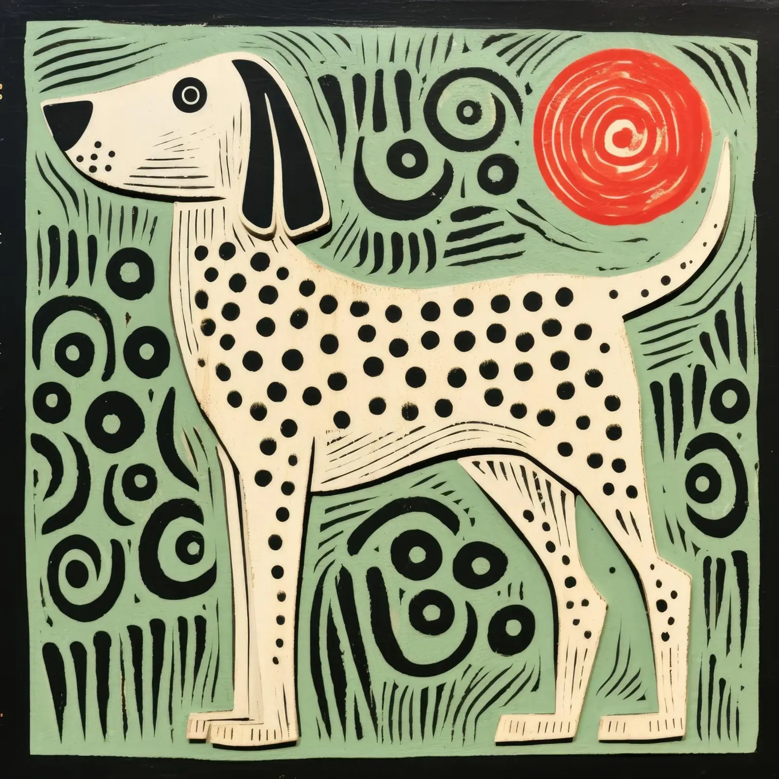Cane verde 2 carta hahnemühle da Minimal Animal Art