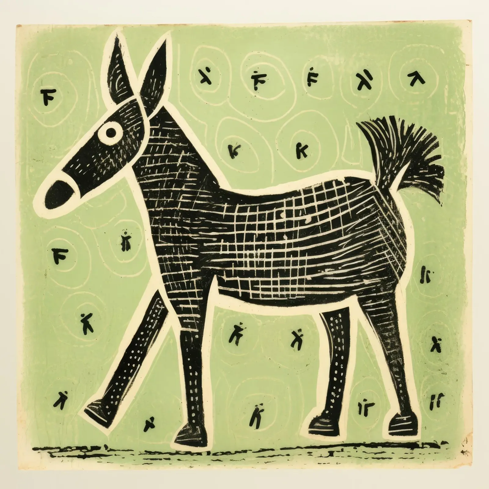 Asino verde 3 poster con telaio in plastica da Minimal Animal Art
