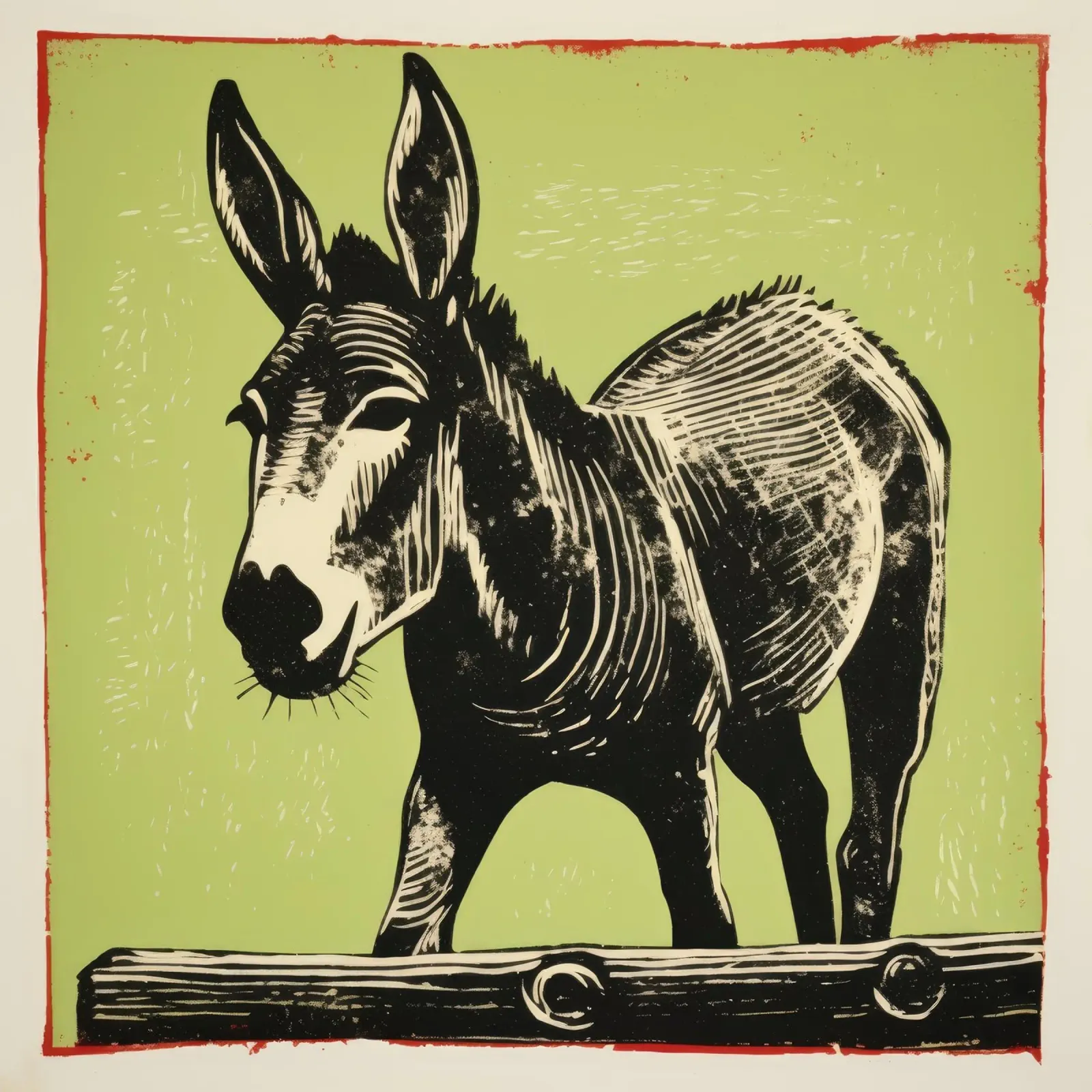 Grüner Esel 4 Hahnemühle von Minimal Animal Art