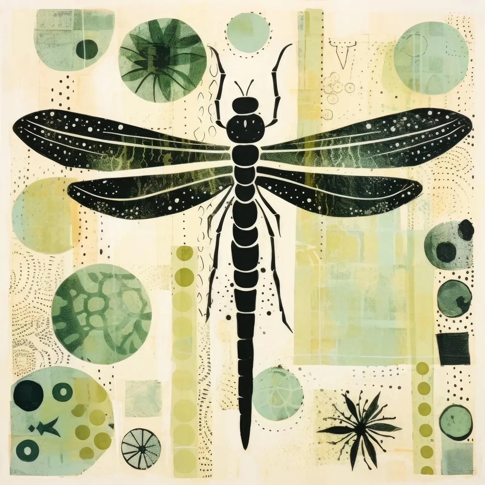 Libellula verde 2 carta hahnemühle da Minimal Animal Art