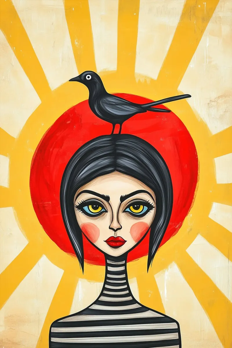 Sun view and shadow crow canvas with Floater frame by melipo-art
