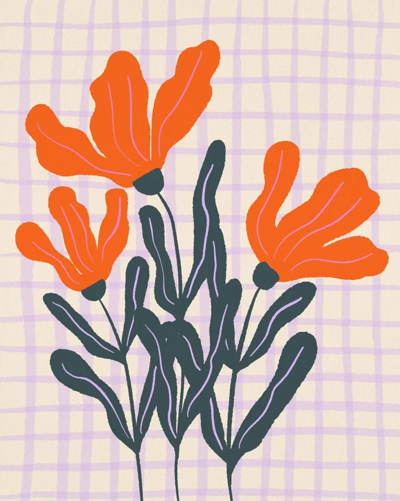 Flores abstractas en una cuadrícula 2 hahnemühle de Wackapacka