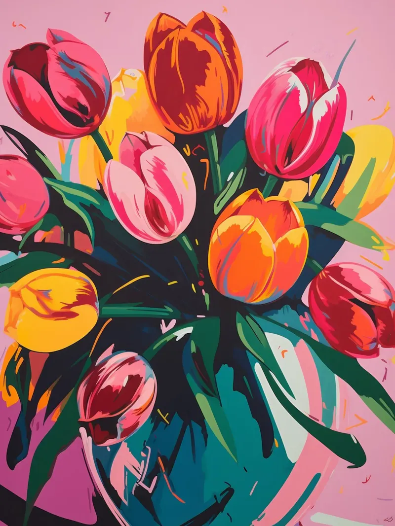 Colourful tulips canvas by Katja Stehle Design
