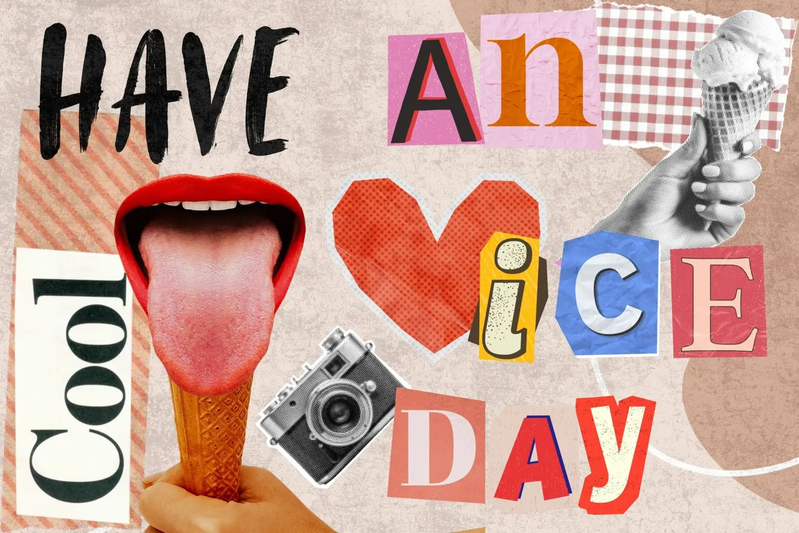 Have an ice day - cool & funny pun to be nice poster con telaio in plastica da Collage Quotes