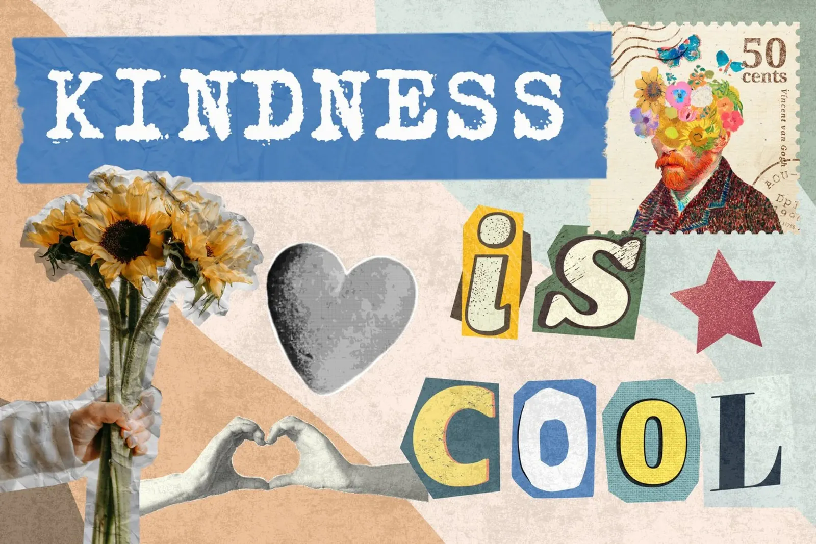 La gentilezza è cool - collage di citazioni tela con Cornice a cassetta da Collage Quotes