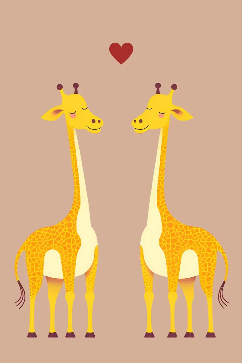 Giraffenliebe - süßes & liebenswertes Tierpaar Hahnemühle von Punderful Day