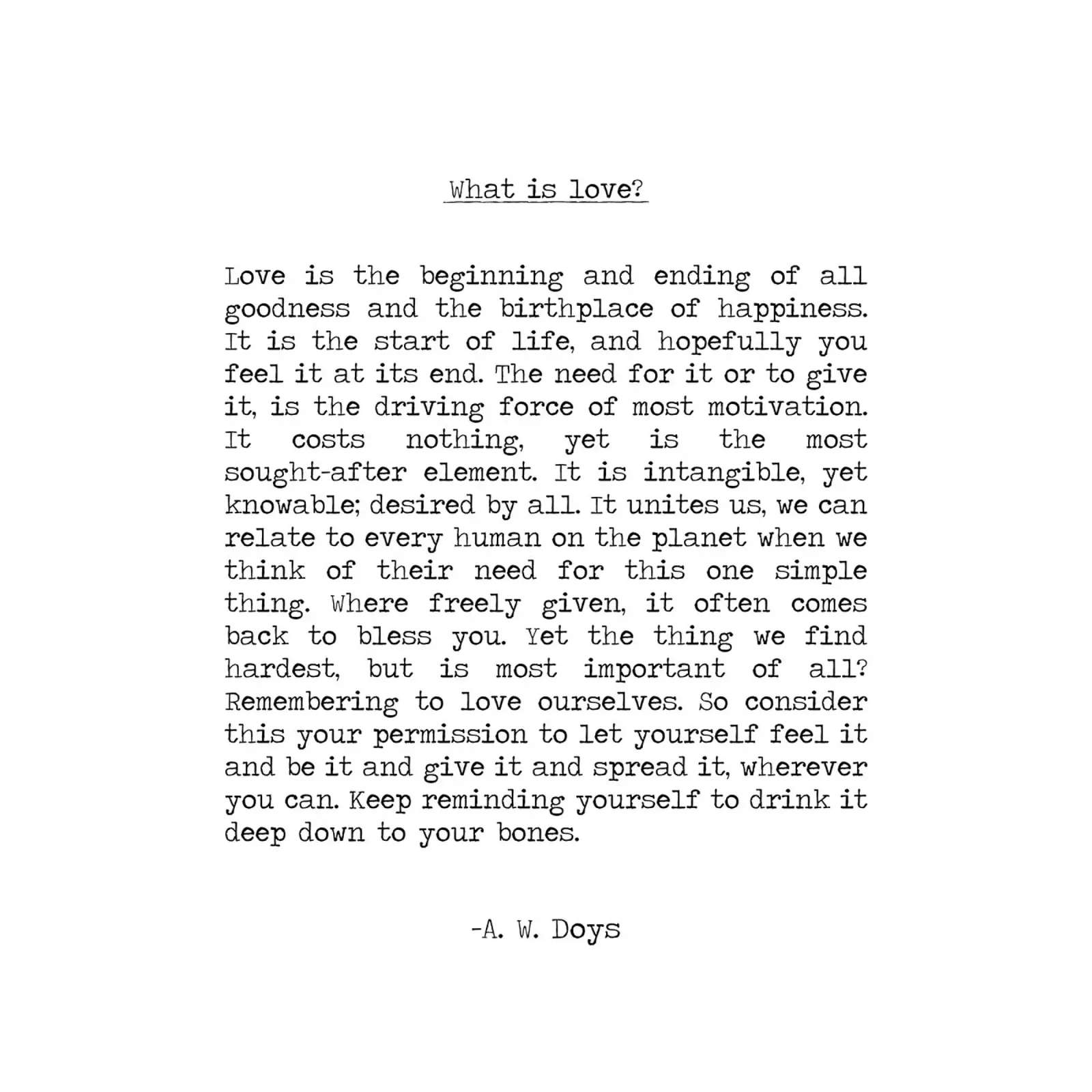 Was ist Liebe? Liebe Gedicht Zitat von A W Doys Hahnemühle von Summer Soul Co. - Quotes