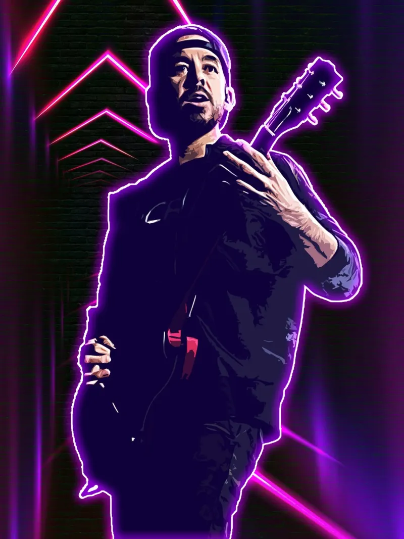 Arte al neon di Mike Shinoda poster con telaio in legno da neonartroom