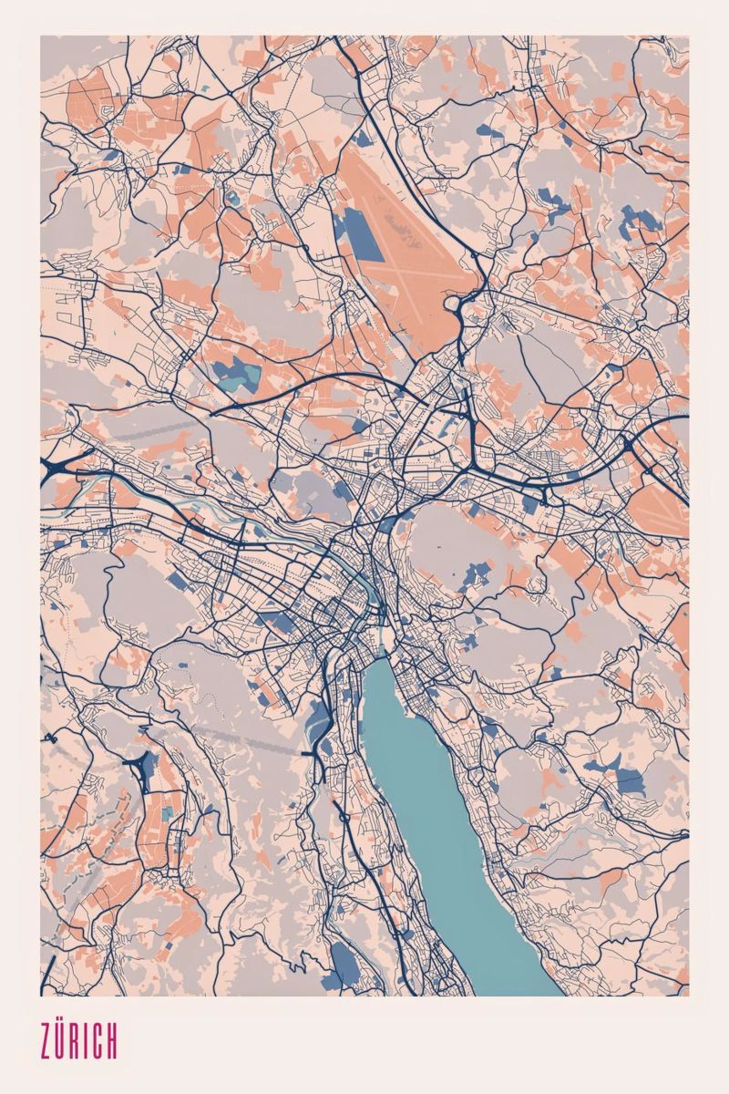 Stadt am See: Zürich Poster von MOOODZART