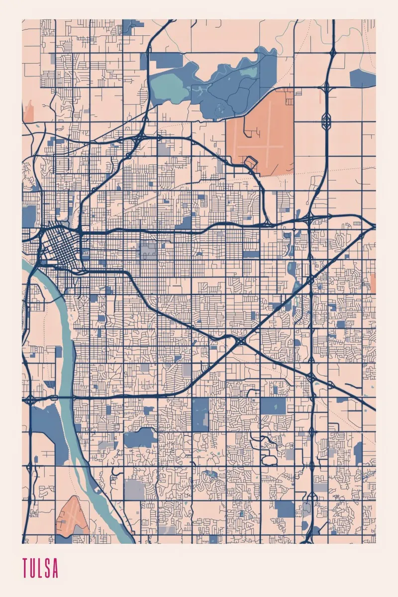 Il cuore dell'Oklahoma: Tulsa poster con telaio in alluminio da MOOODZART
