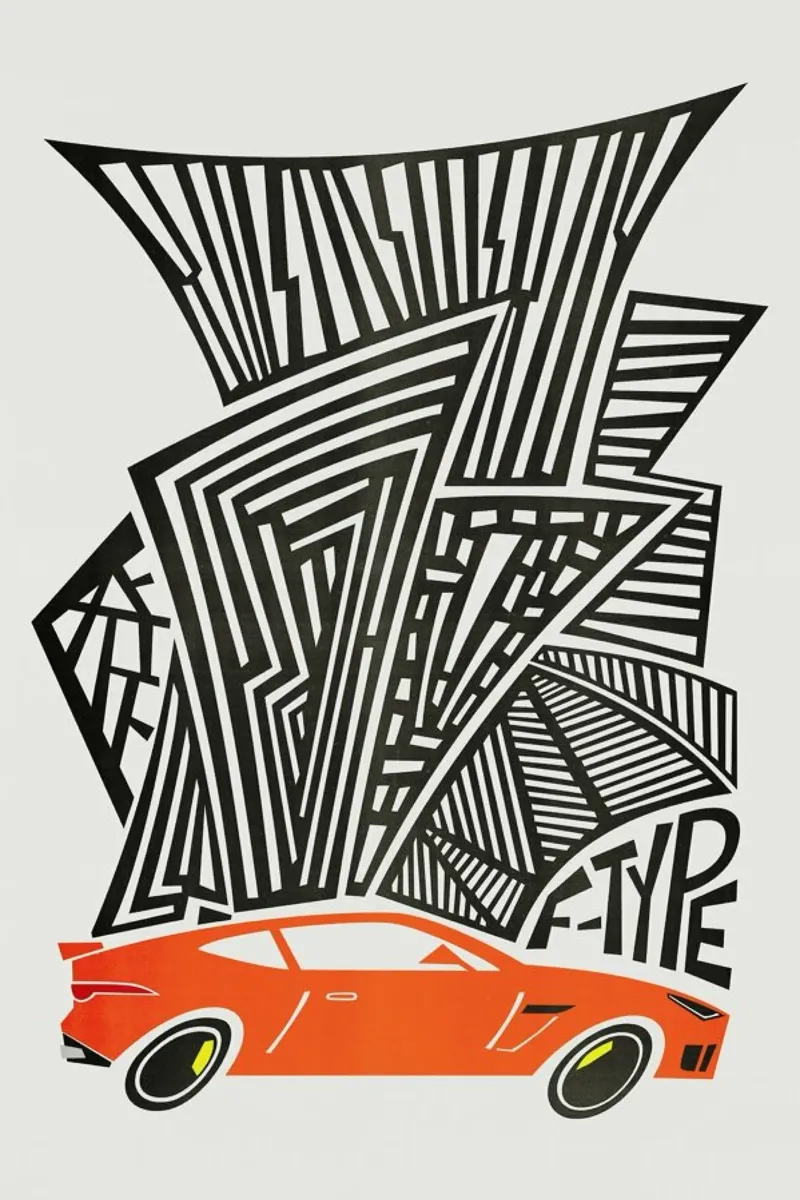 F Type poster con telaio in alluminio da Fox & Velvet
