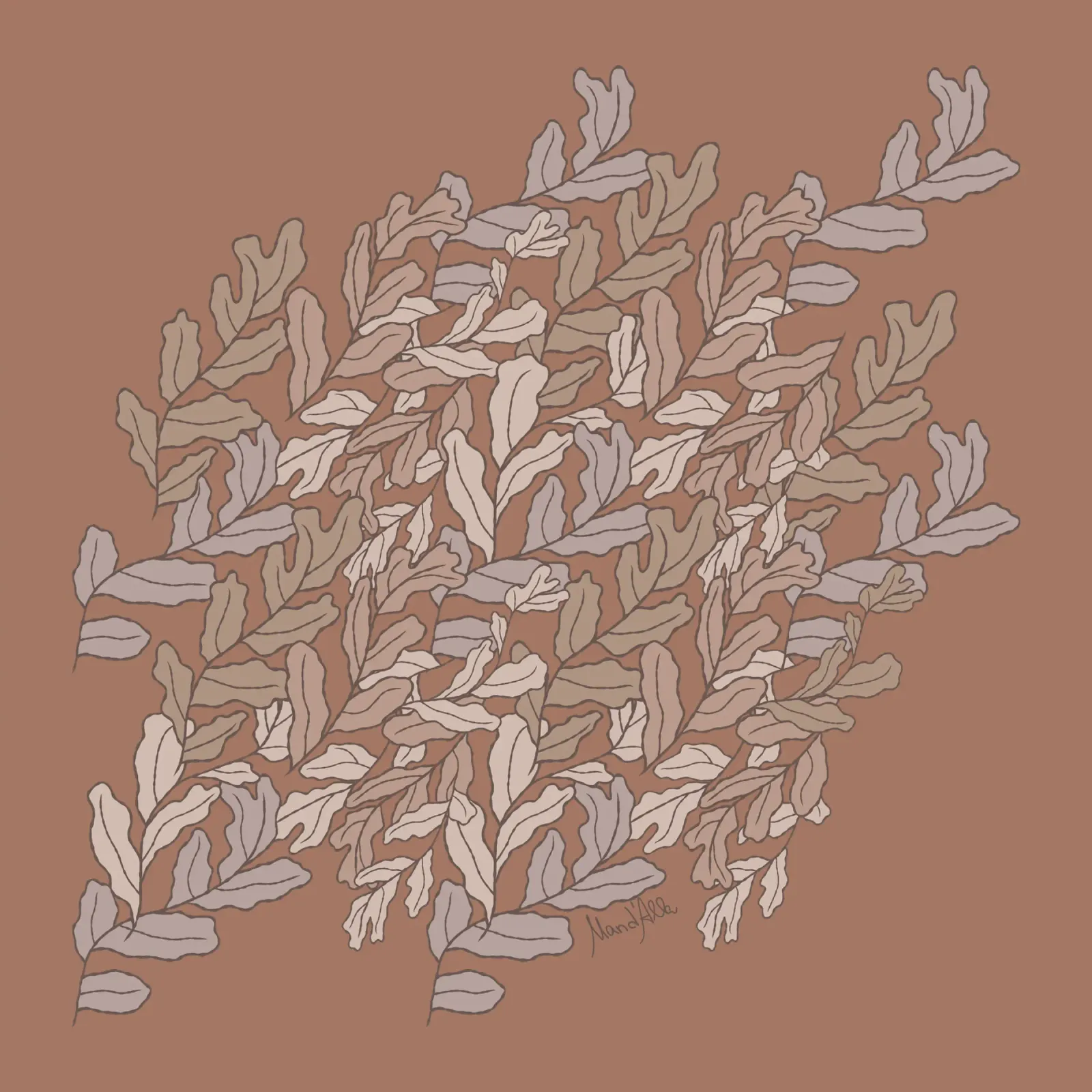 Sea of leaves poster with plastic frame by Mandalla Pattern