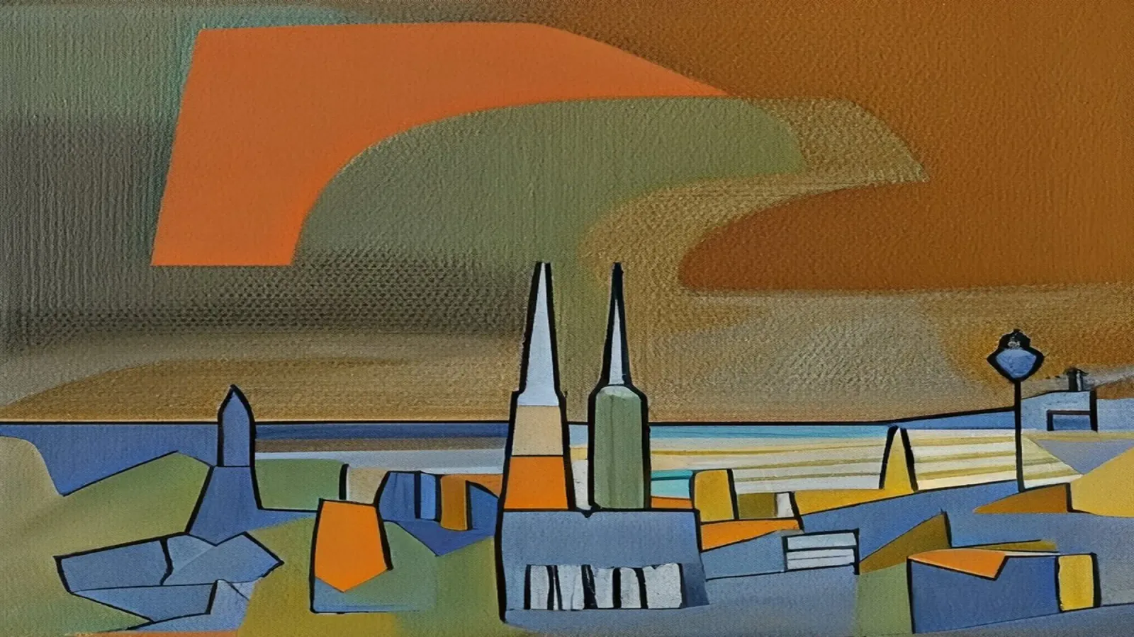 Vista della Cattedrale di Colonia poster con telaio in alluminio da Abstract Art by LK