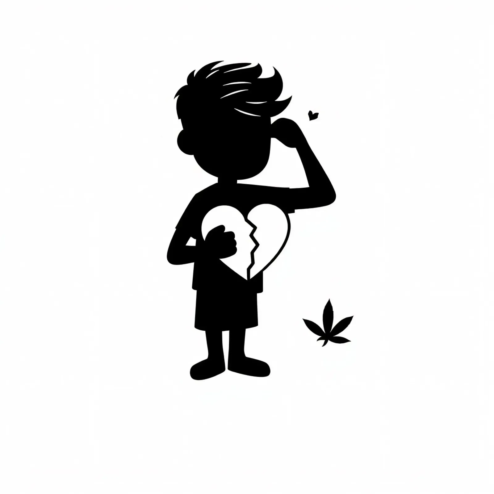 La silhouette di un ragazzo che tiene in mano il simbolo di un cuore spezzato poster da DesignDoodle