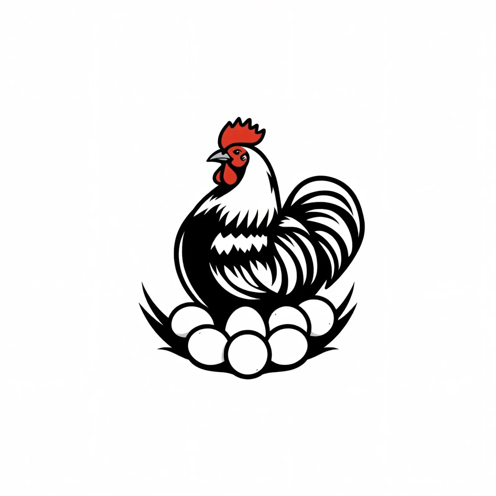 Un gallo si erge orgoglioso sopra un nido di uova bianche pellicola backlit da DesignDoodle