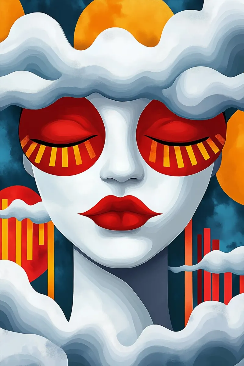 Sogni dietro le nuvole poster con telaio in legno da melipo-art
