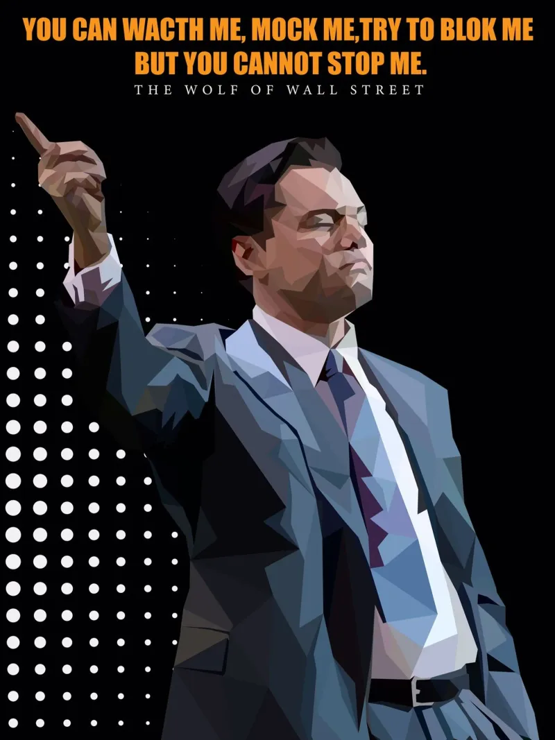 Cita il lupo poster con telaio in plastica da Low poly art