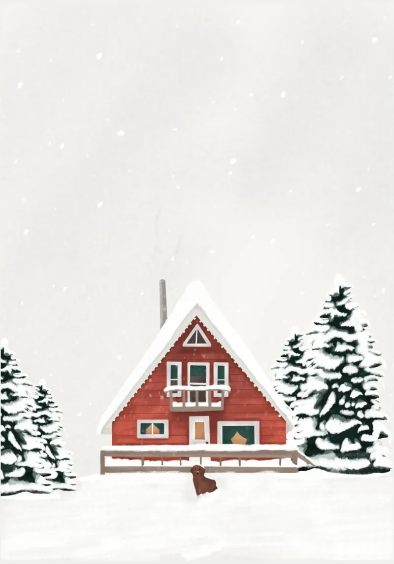 Chalet nella neve carta hahnemühle da Papergreyy