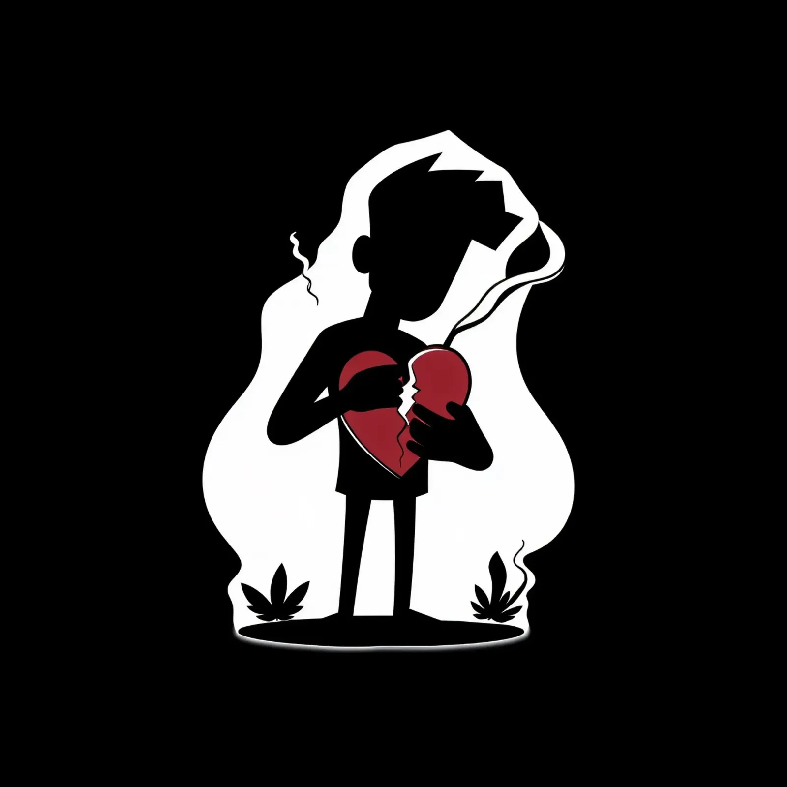 Una figura affranta tiene un cuore in frantumi pellicola backlit da DesignDoodle