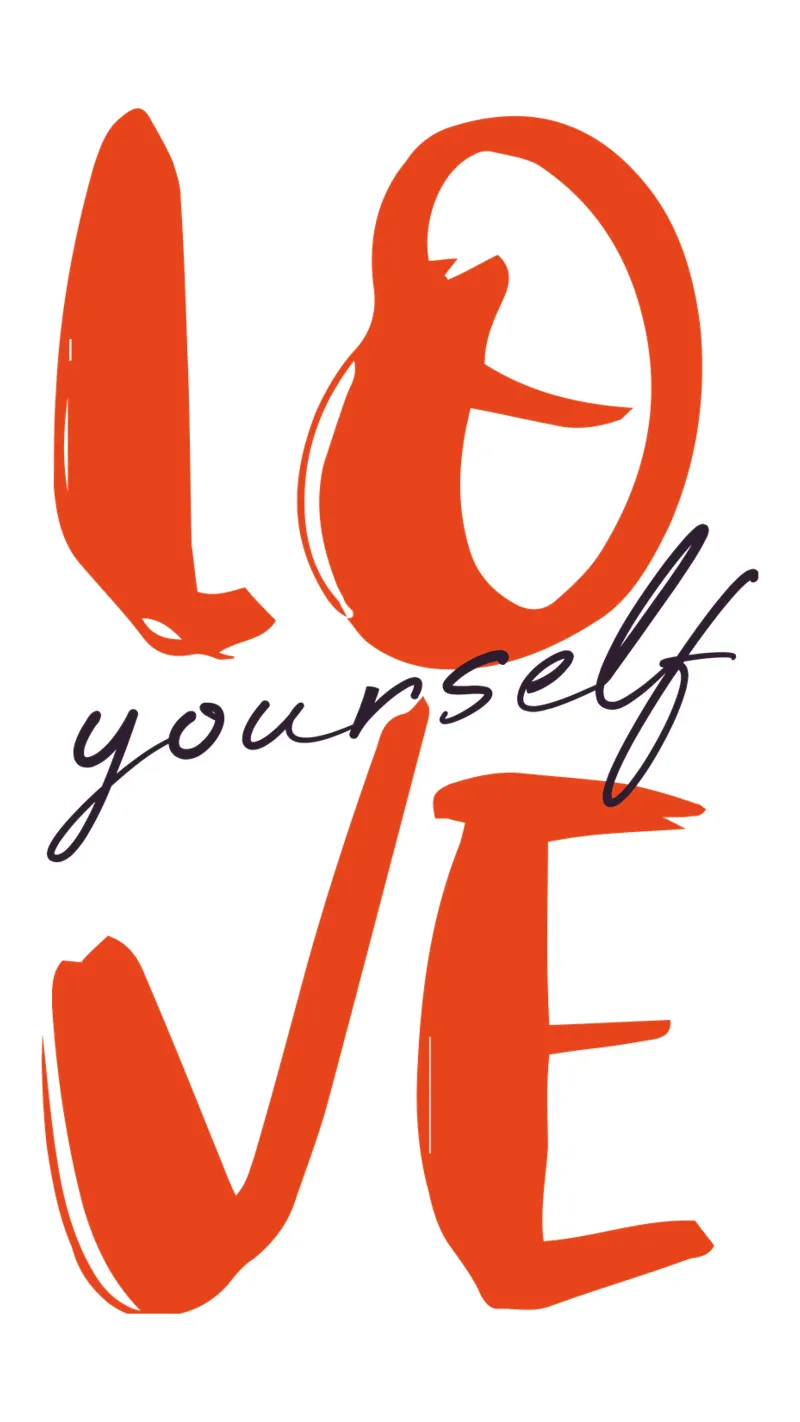 Love yourself - red poster con telaio in plastica da pierosvisuals