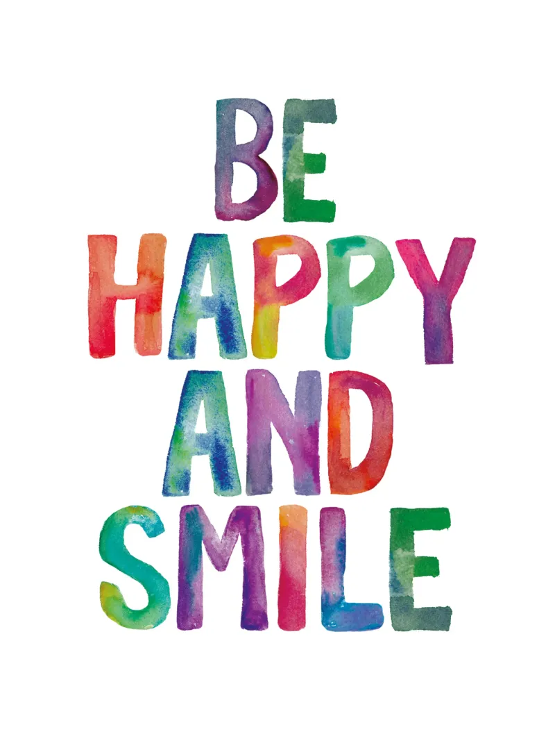 Design tipografico arcobaleno Be Happy and Smile plexiglass da THE MOTIVATED TYPE