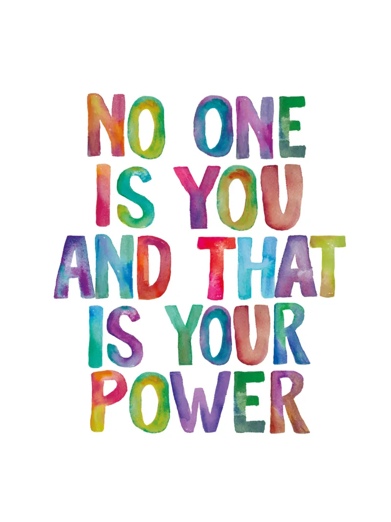 Nadie eres tú y ése es tu poder Tipografía arco iris metacrilato de THE MOTIVATED TYPE