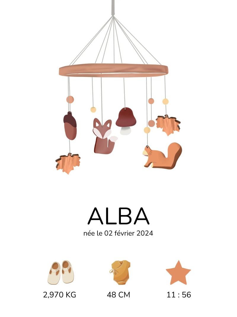 Affiche naissance personnalisable - Modèle Alba poster de Idées & Création