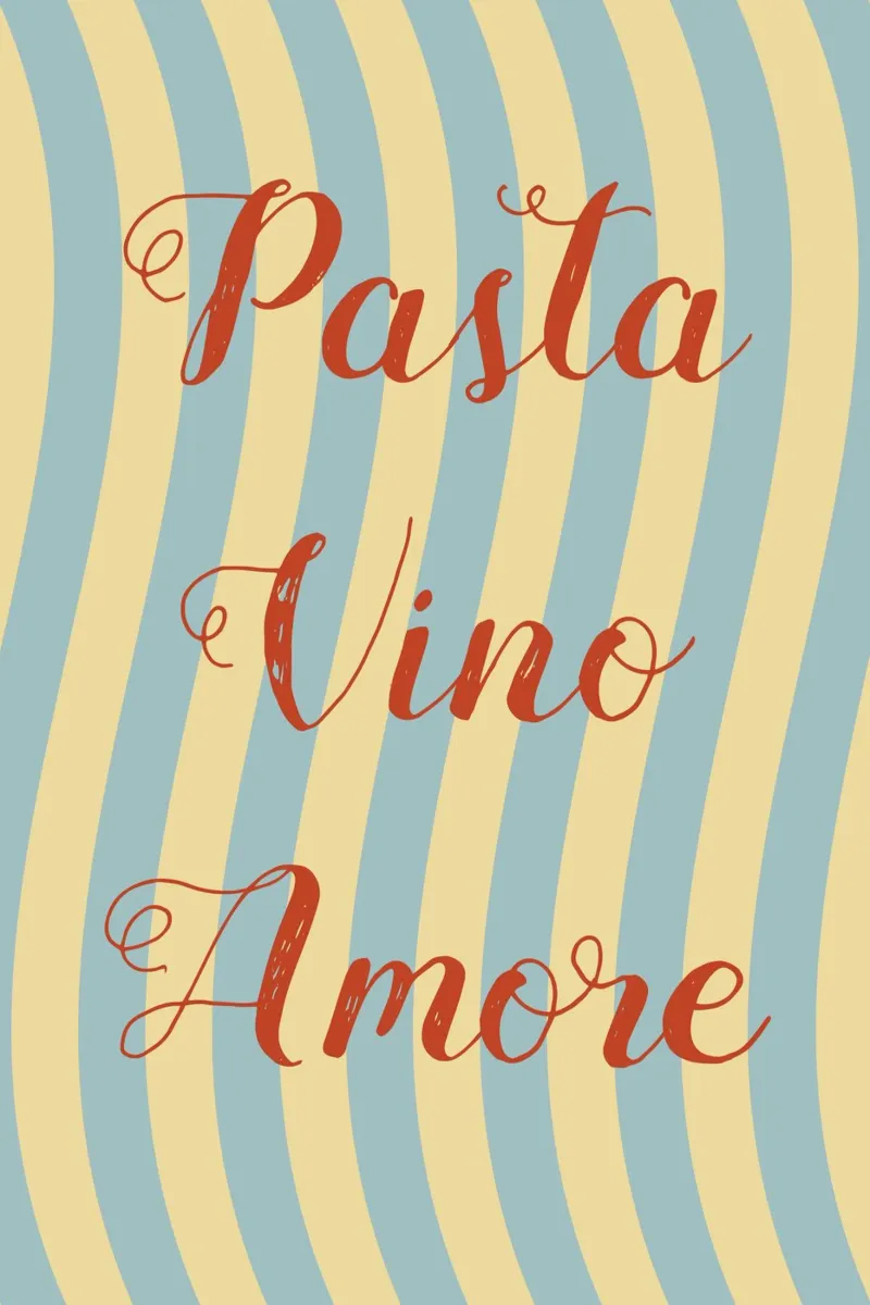 Pasta Vino Amore poster con telaio in legno da pierosvisuals