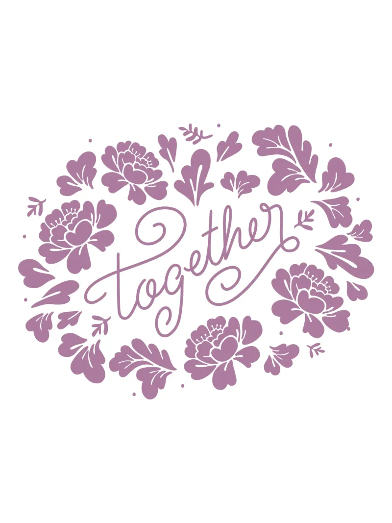 Together - Floral Lettering Art Forex-Platte von anisillustration
