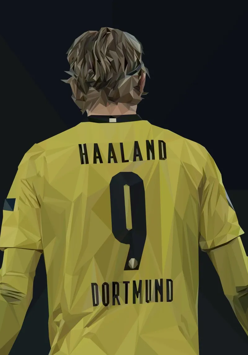 Haaland Football Player pellicola backlit da Low poly art