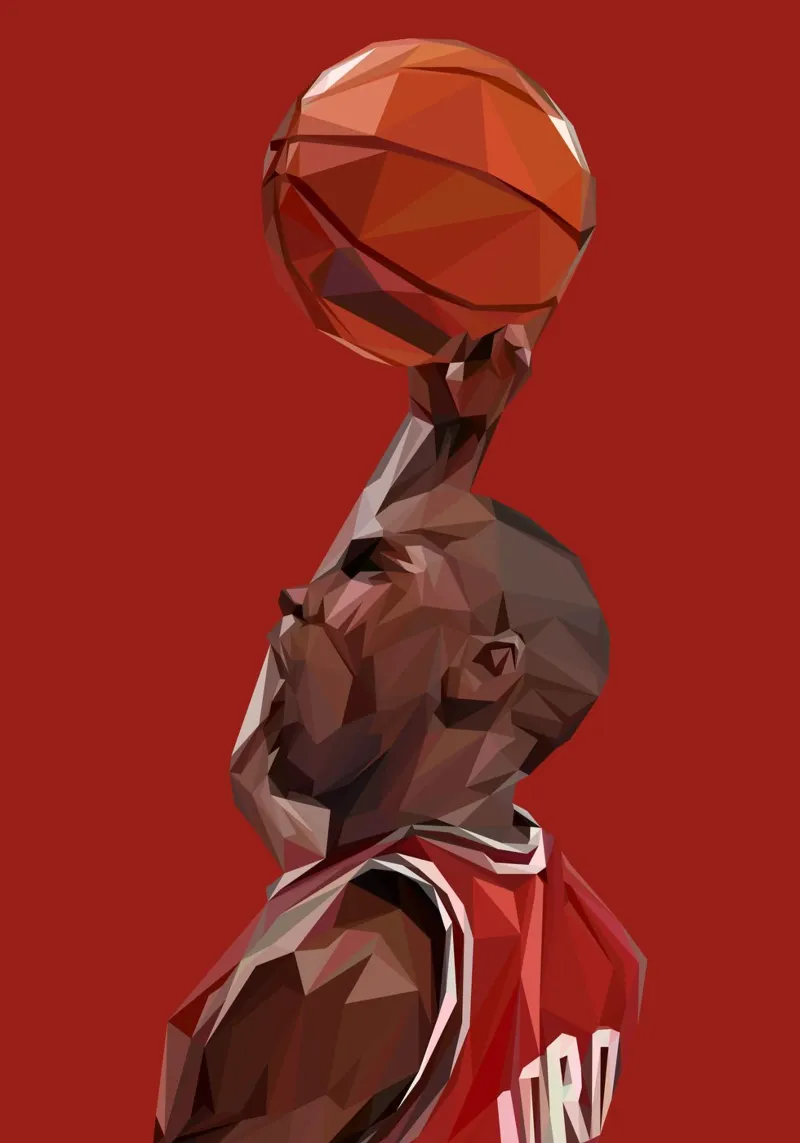 Jordan The Legend Basketball Player pellicola backlit da Low poly art