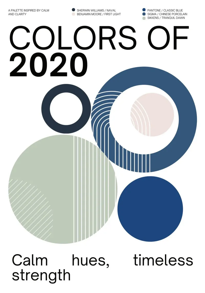 2020 Colors of the year Poster - v1 – Bauhaus Circles plexiglass da Hightown Design