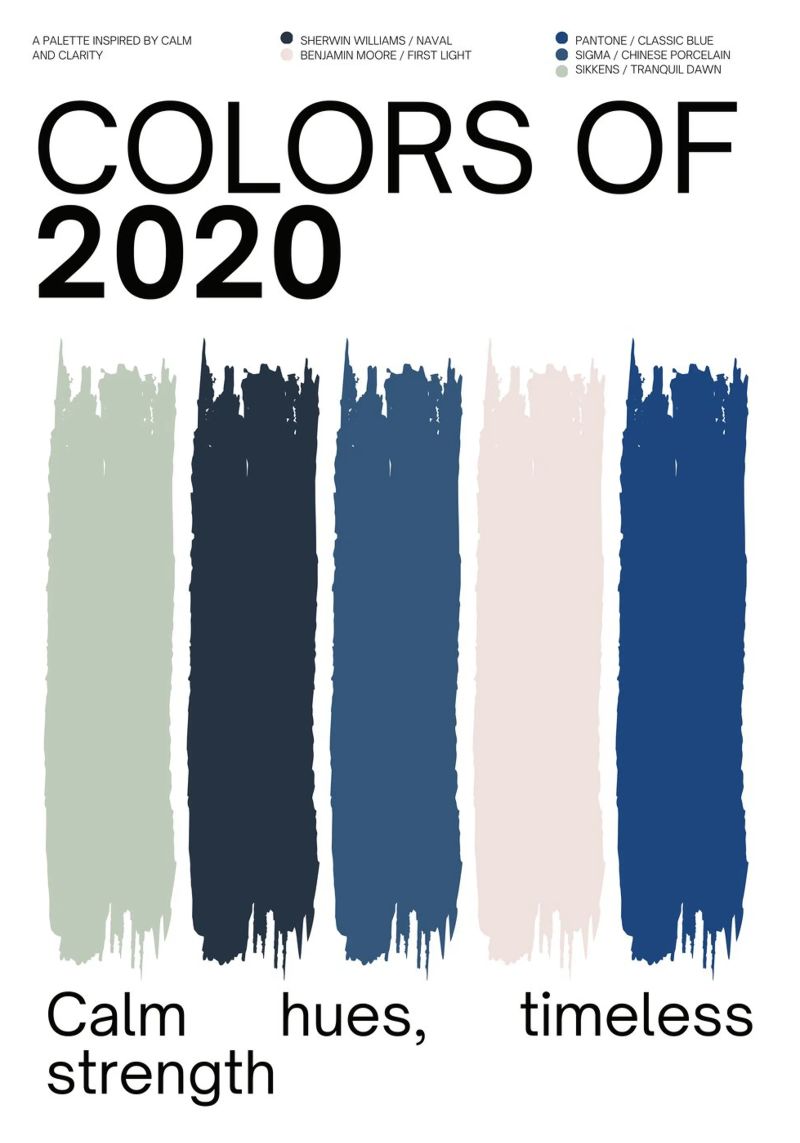 2020 Colors of the year Poster - v2 – Brush Strokes poster da Hightown Design